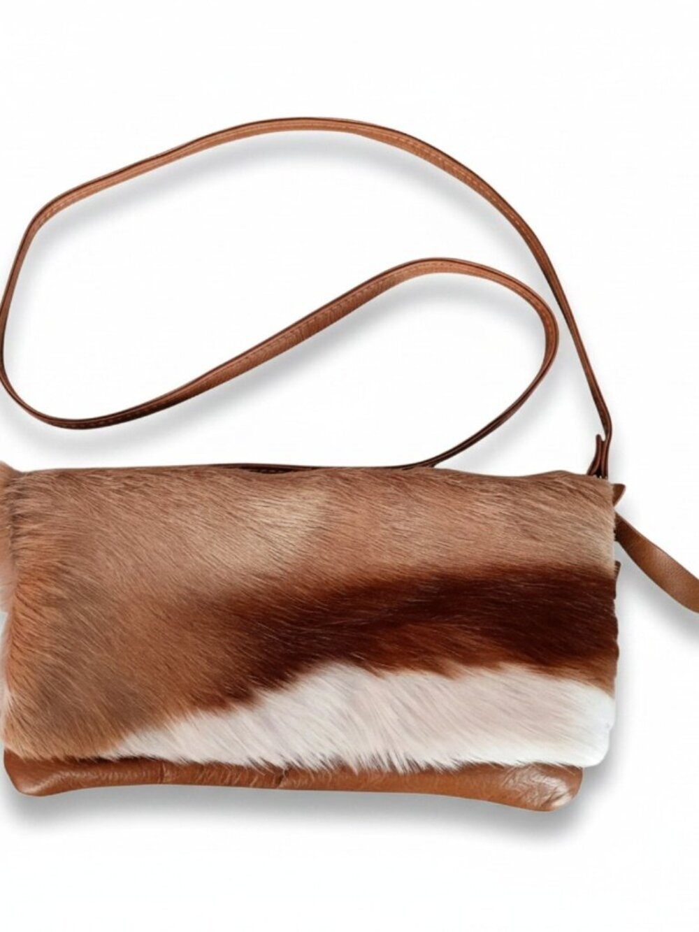 FSP Collection Lindiwe Springbok Leather Crossbody Shoulder Bag Handmade Brown